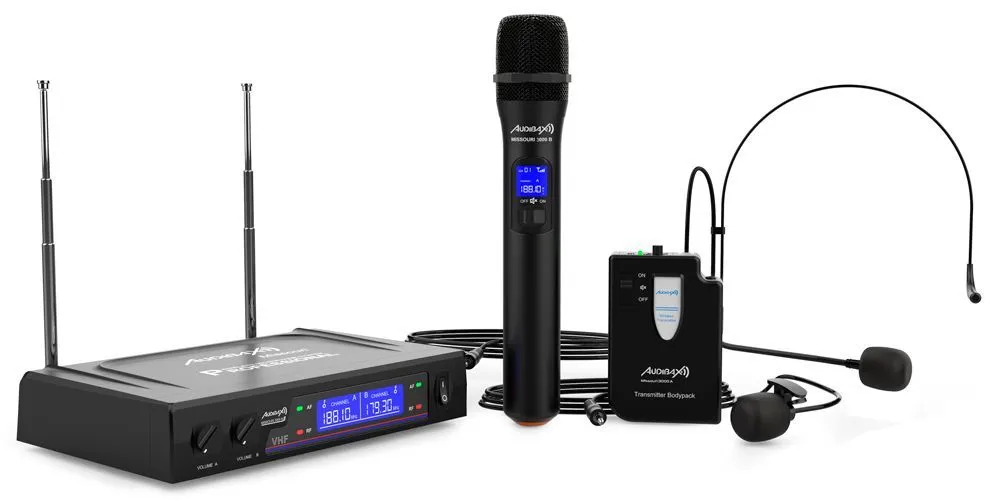 Audibax Missouri 3000 Micrófono Inalámbrico Profesional Doble Mano Diadema Corbata