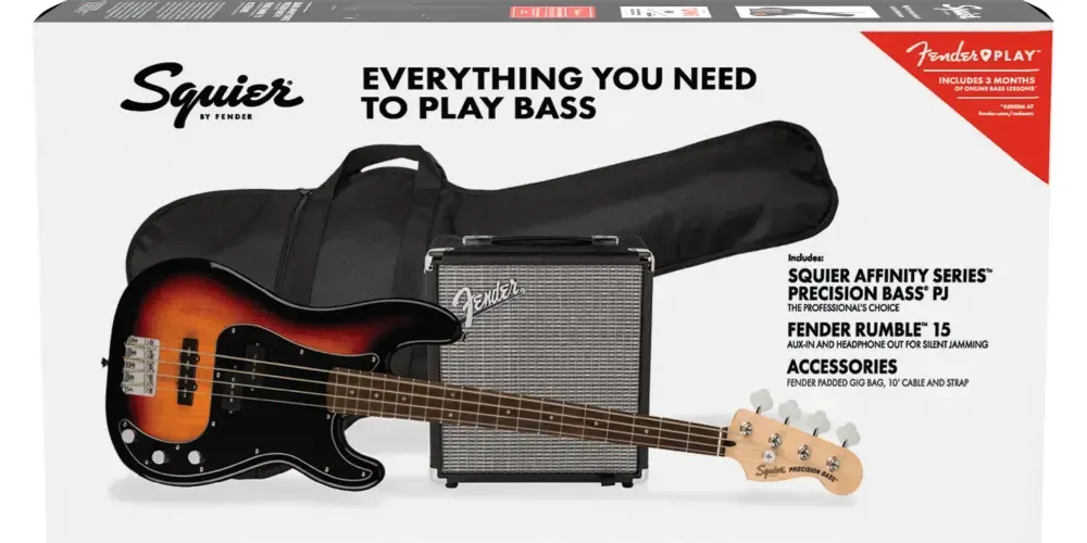 Fender Squier Affinity Precision Bass PJ LRL 3 Color Sunburst Pack